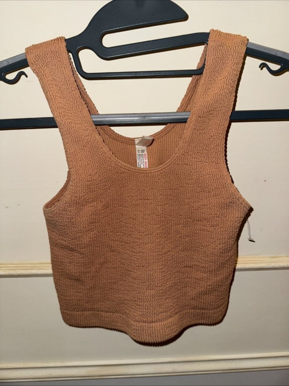 Free People FP Movement Ribbed Squiggled Seamless Crop Tank Top Clay Orange